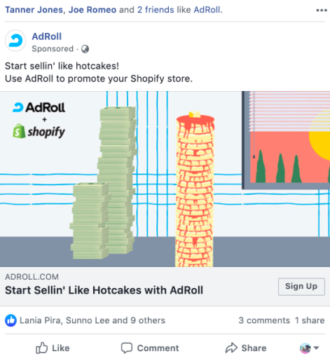 Screenshot of AdRoll's advertisement of Facebook